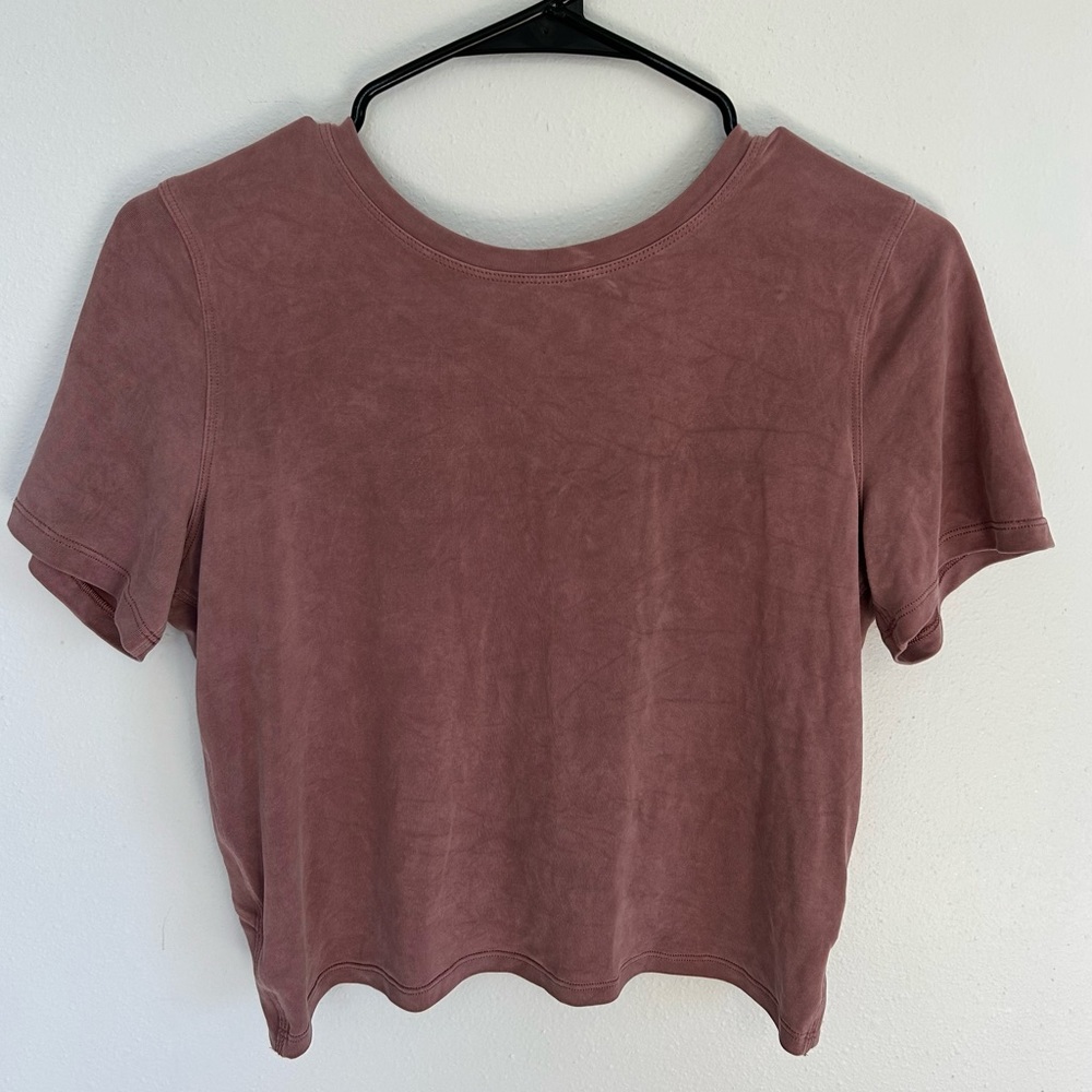 Off Dark Pink Lululemon Open Tie Back Short Sleeve